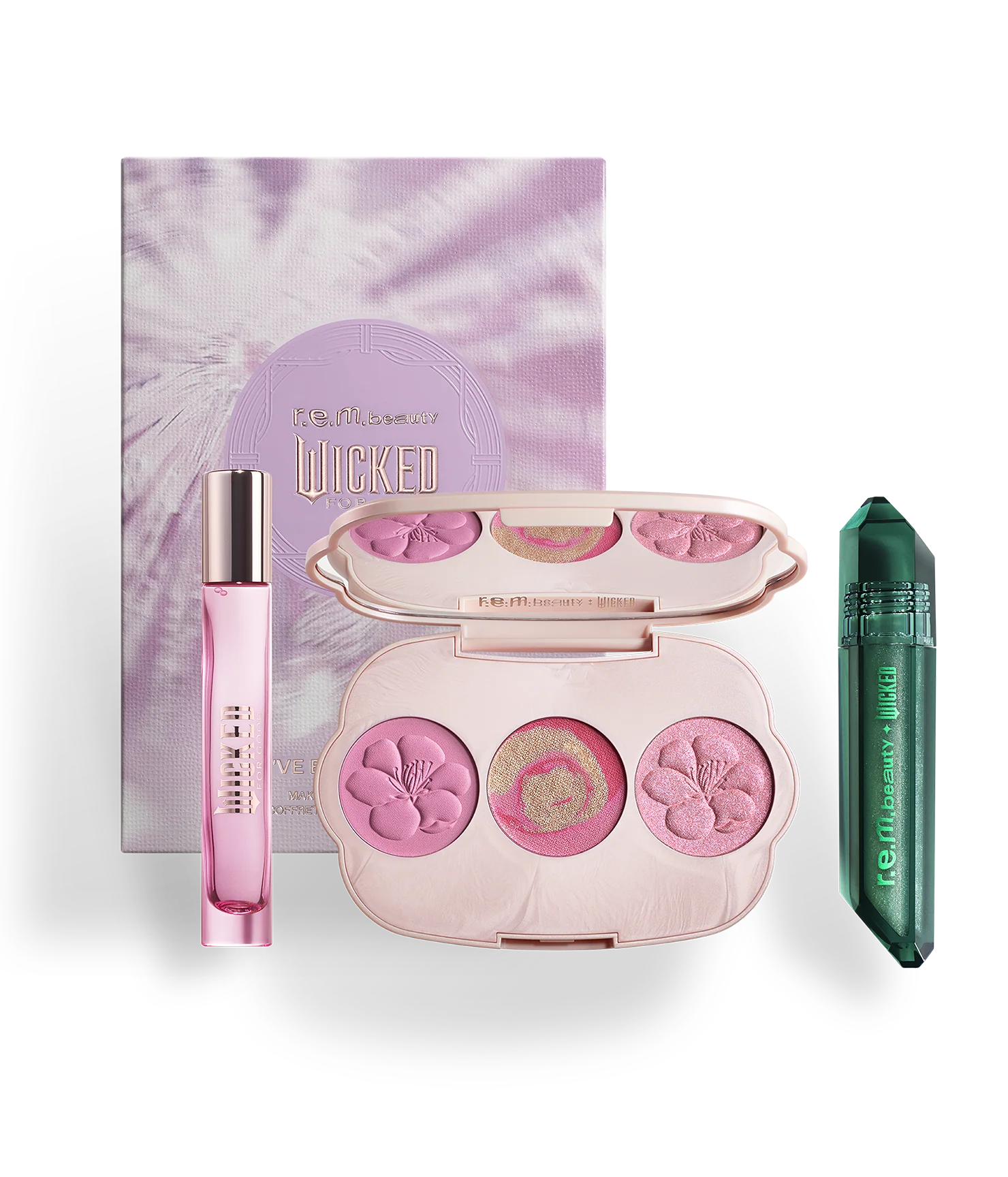 r.e.m. beauty x Wicked: For Good you've been glinda-fied! fragrance & makeup set
