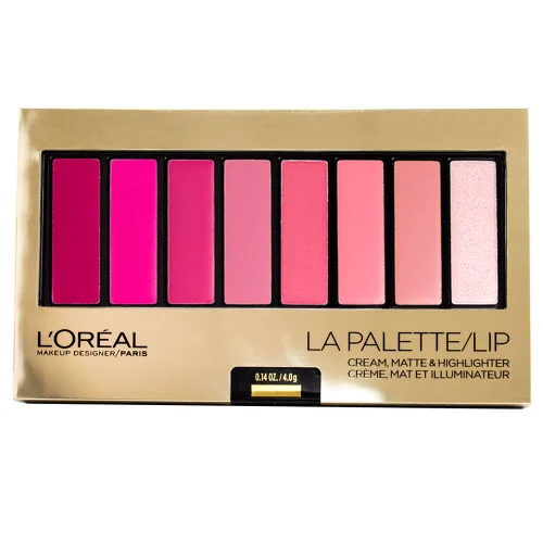 Loreal La Palette Lip 8-Pan Lipcolor Palette, Pink