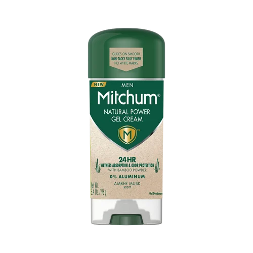 Mitchum Men Natural Power Gel Cream Deodorant, Amber Musk 3.4 oz