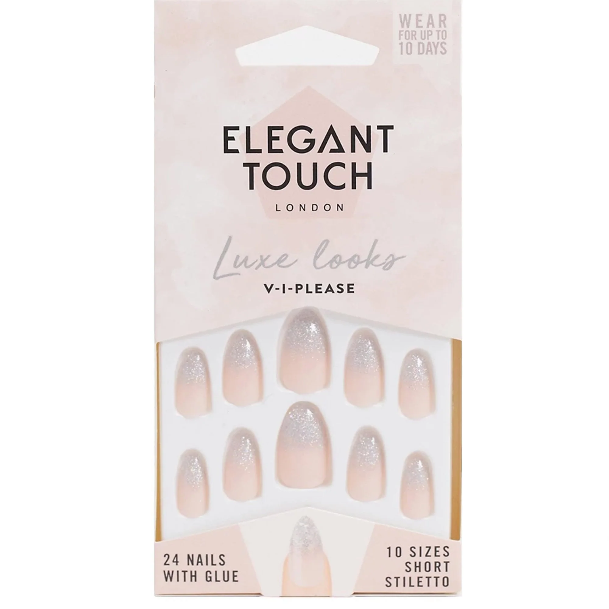 Elegant Touch Luxe Looks Short Stiletto 24 Glitter Nails – Beauty Outlet