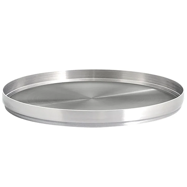 FOH Soho Round Stainless Steel Plate, Silver, 12 ct