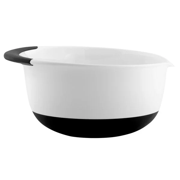 Plastic Mixing Bowl with Non-Slip Base, White, 5 quart