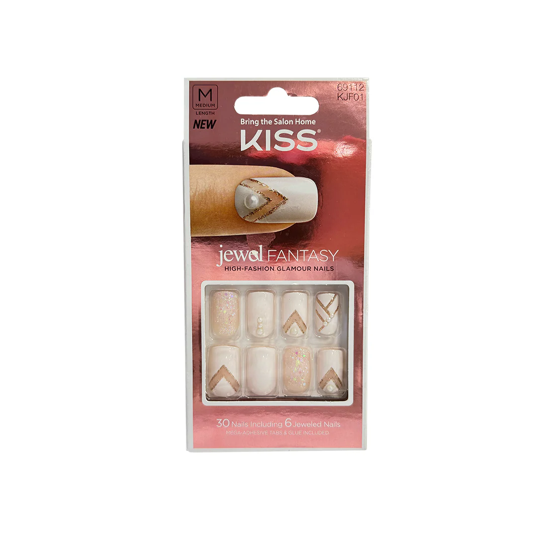 Kiss Jewel Fantasy 30 Medium Nails 69112 White Jewel – Beauty Outlet