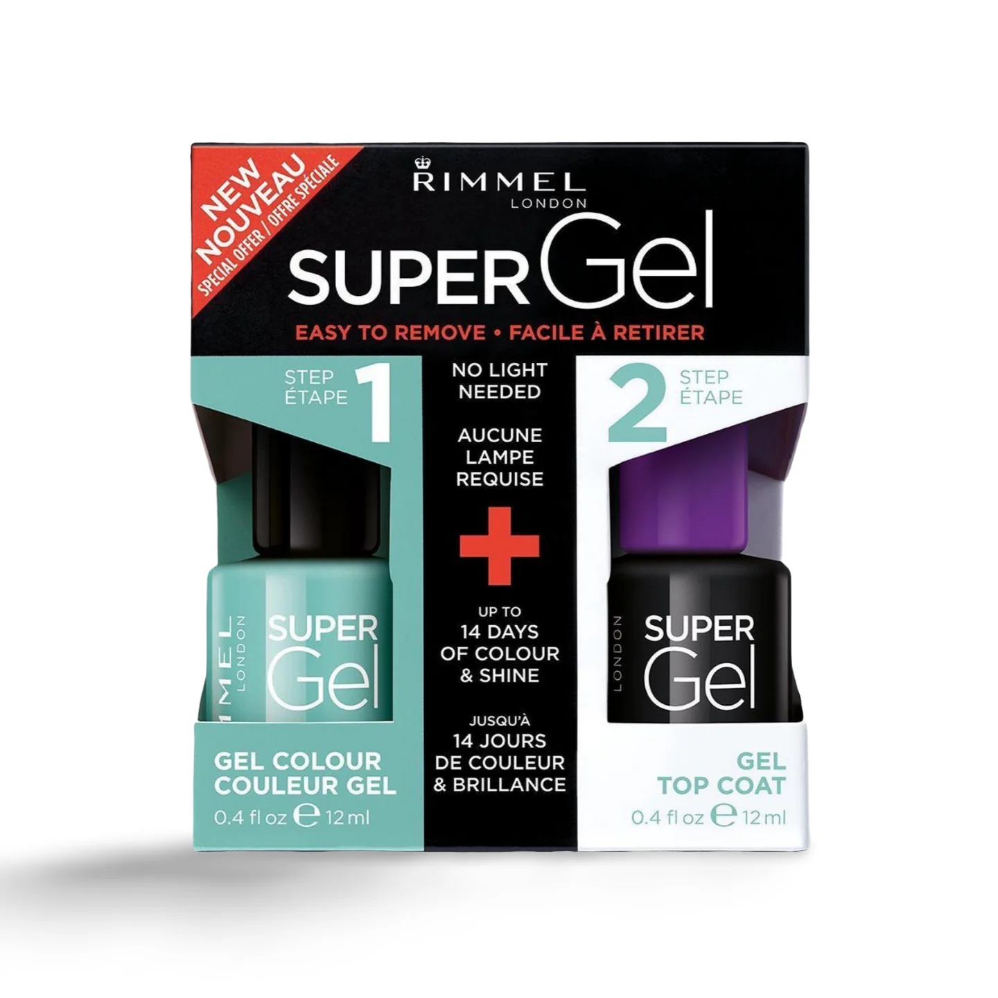 Rimmel Super Gel Duo Pack Step 1 By Kate Shallow Bay 051 + Gel Top Coa – Beauty Outlet