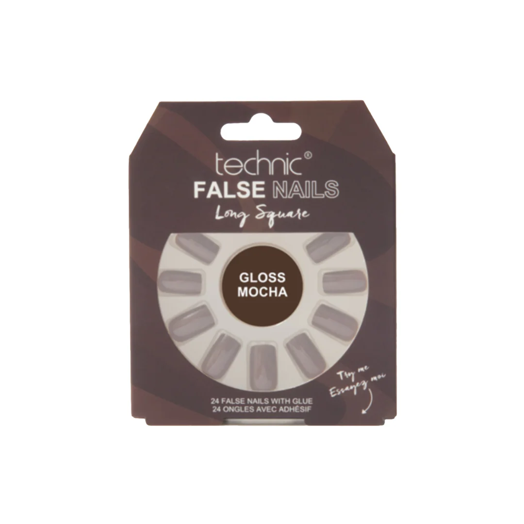 Technic Long Square False Nails Gloss Mocha – Beauty Outlet