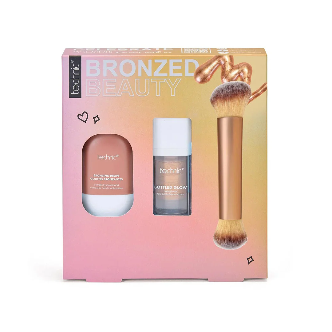 Technic Bronzed Beauty Set Bronzing Drops, Bottled Glow & Brush – Beauty Outlet