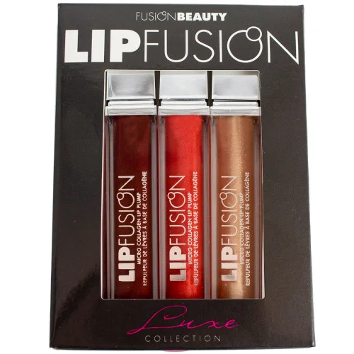 Fusion Beauty LipFusion Micro Collagen Lip Plump Color Shine 3-Piece Luxe Collecion - Champagne/Boca Babe/Berry