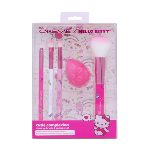 The Creme Shop X Hello Kitty Cutie Complexion Makeup Brush & Sponge Set (Pink)
