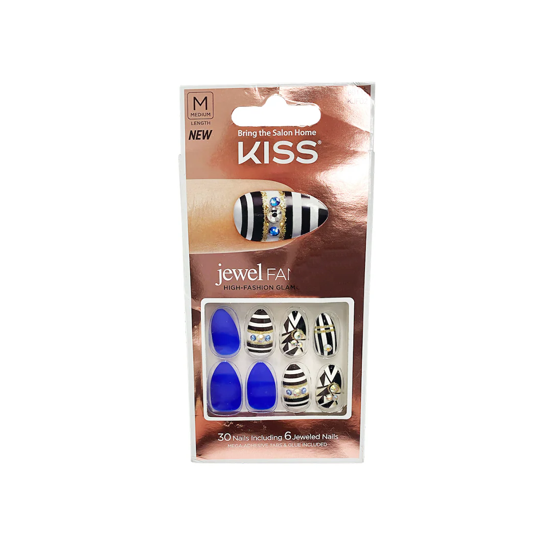 Kiss Jewel Fantasy 30 Medium Nails 69115 Blue – Beauty Outlet
