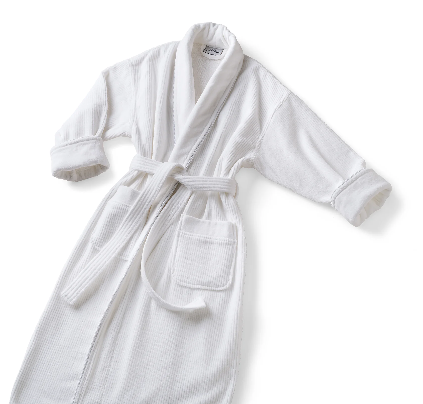 Boca Terry Mini Stripe Shawl Collar Robe, White