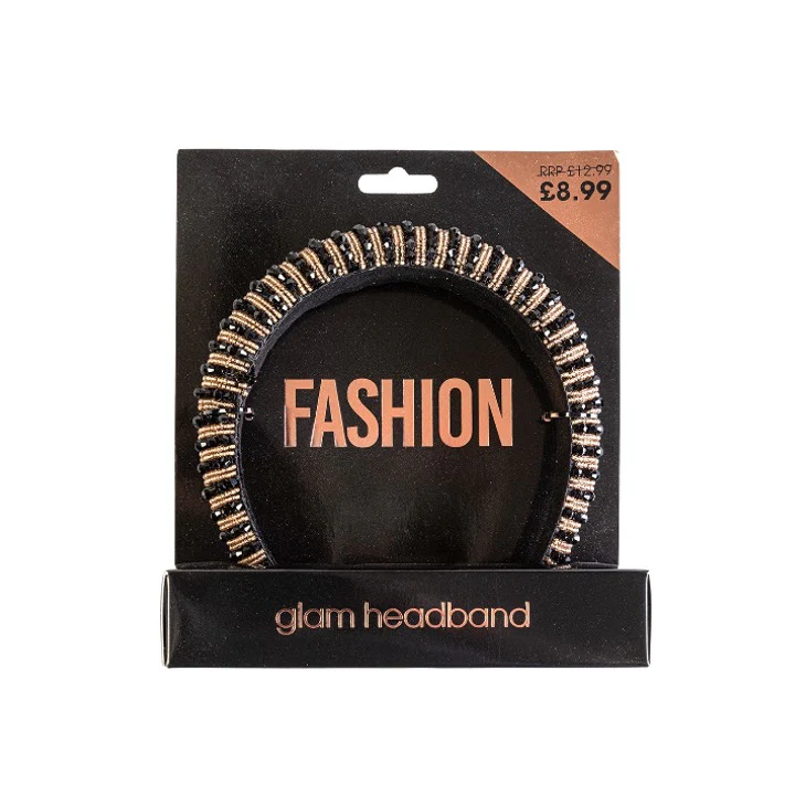 Beauty Outlet Glam Black/Gold Headband BEAU328