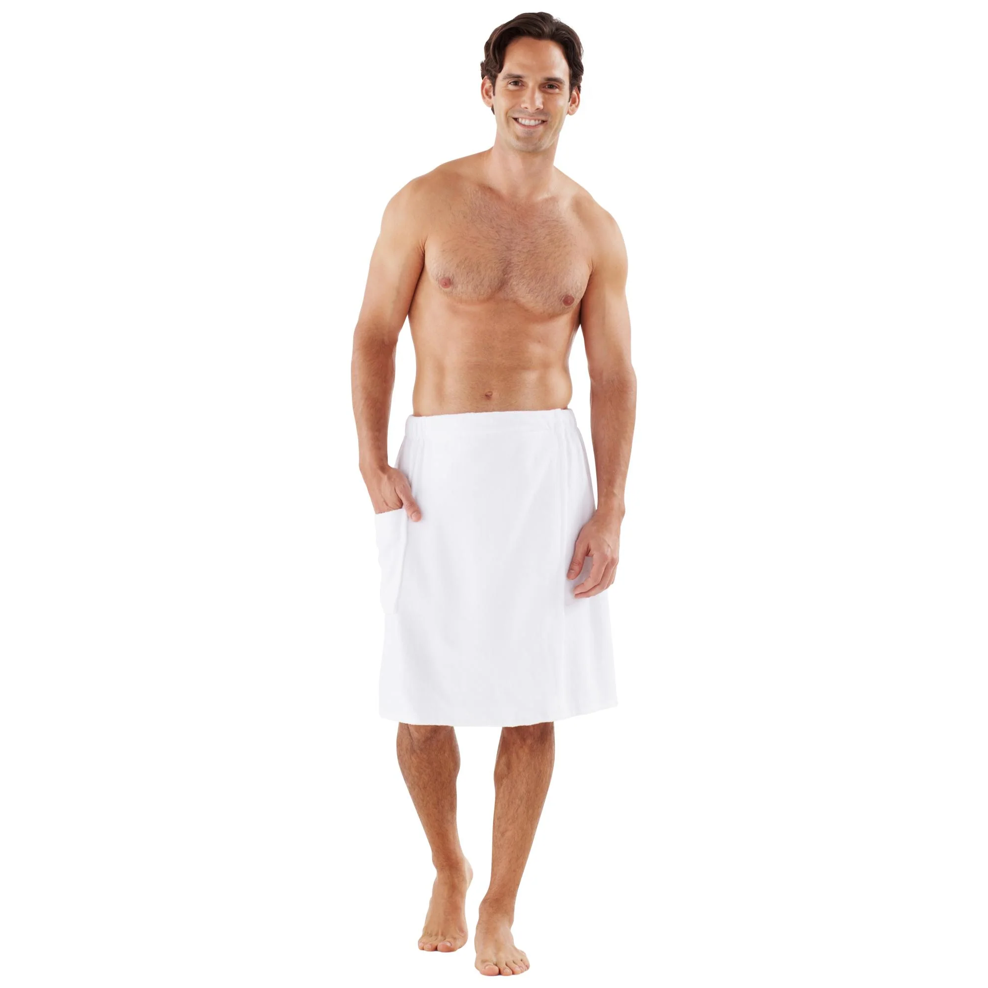 Boca Terry Velour Body Wrap, Men's,White
