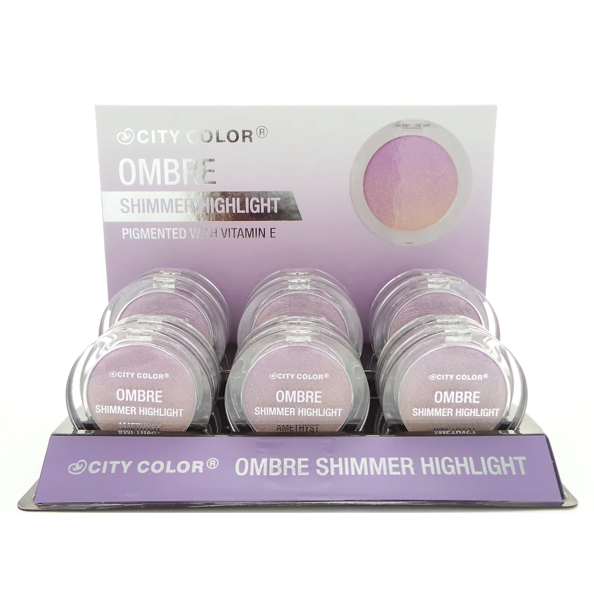 CITY COLOR Shimmer Ombre Highlight- Amethyst Display Set, 12 Pieces