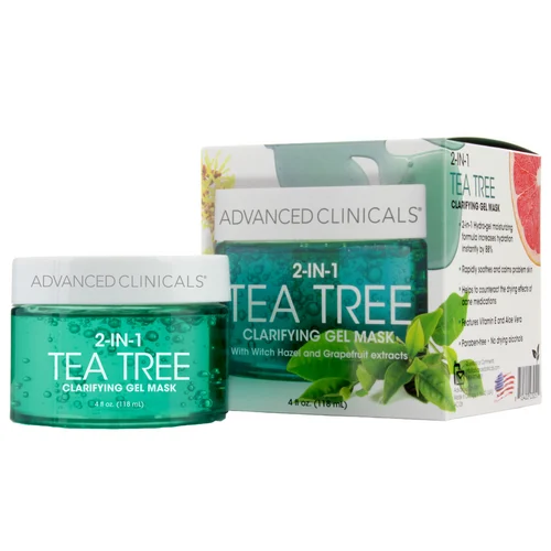 Advanced Clinicals 2-in-1 Tea Tree Clarifying Gel Mask 4 fl oz