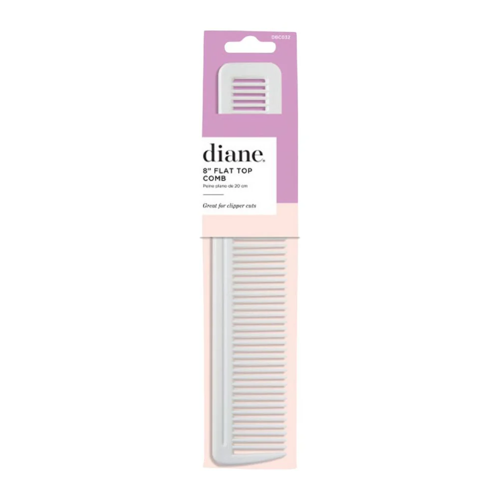 Diane 8” Flat Top Comb - White