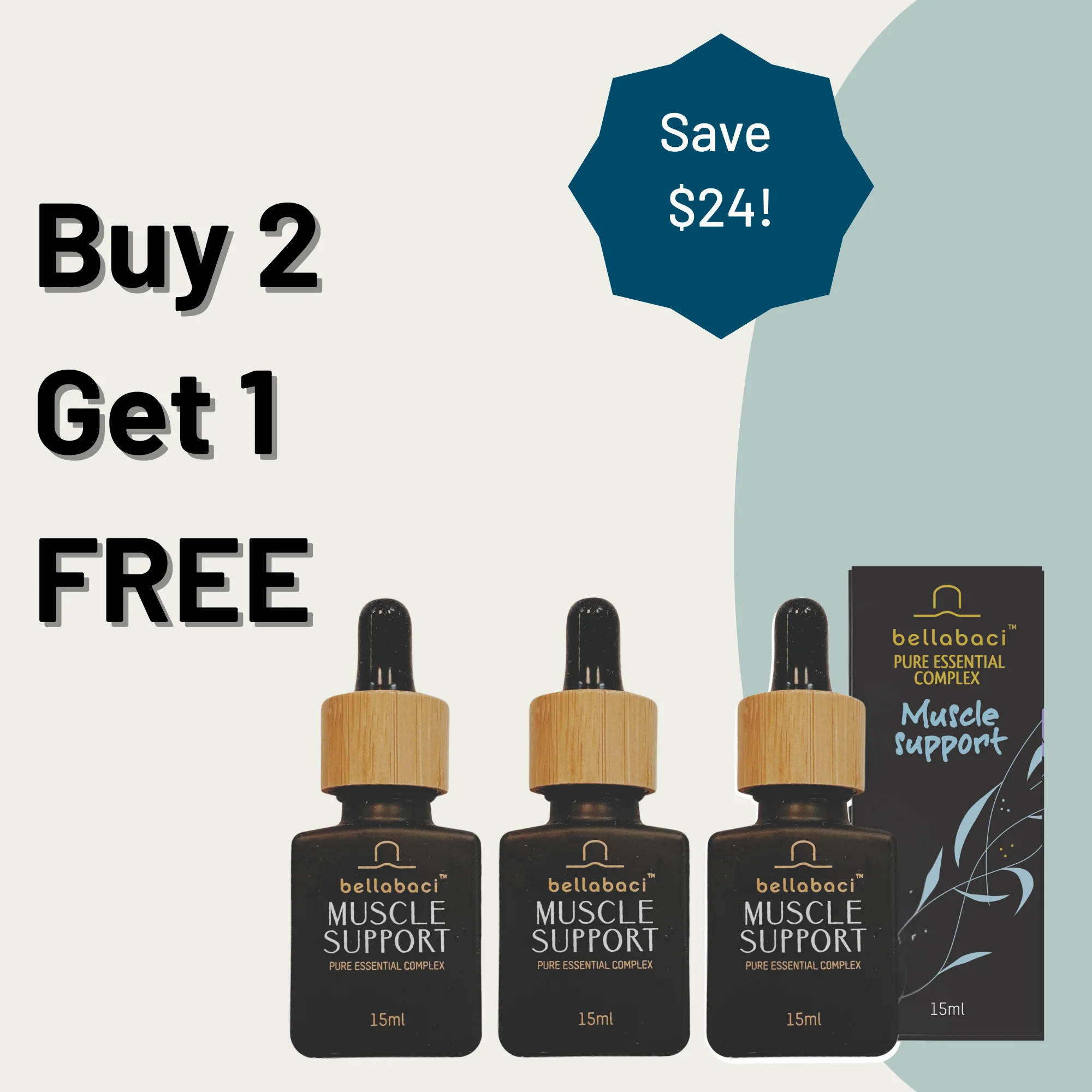 Bellabaci Buy 2 Get 1 FREE, Muscle Support Pure Essential Complex, 15 mL