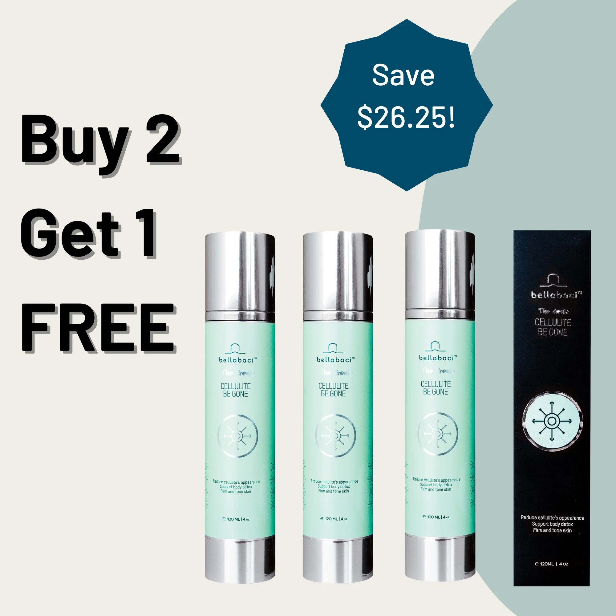 Bellabaci Buy 2 Get 1 FREE, Cellulite Be Gone Genie Wellness Gel, 4 fl oz
