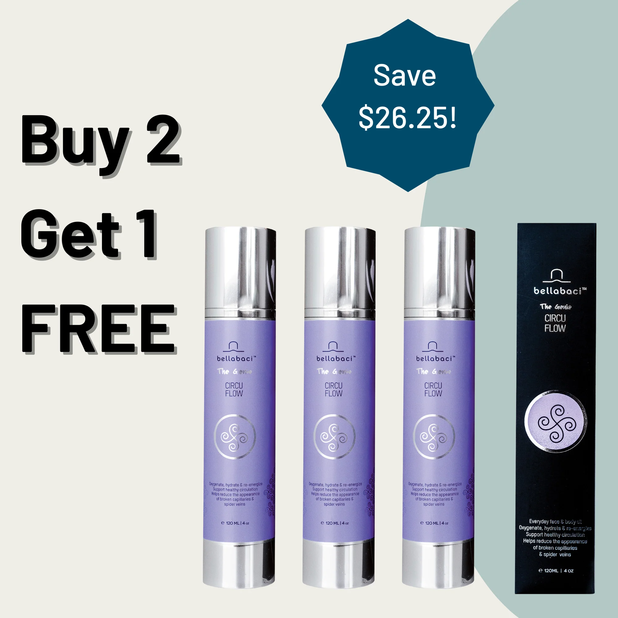 Bellabaci Buy 2 Get 1 FREE, Circuflow Genie Wellness Gel, 4 fl oz