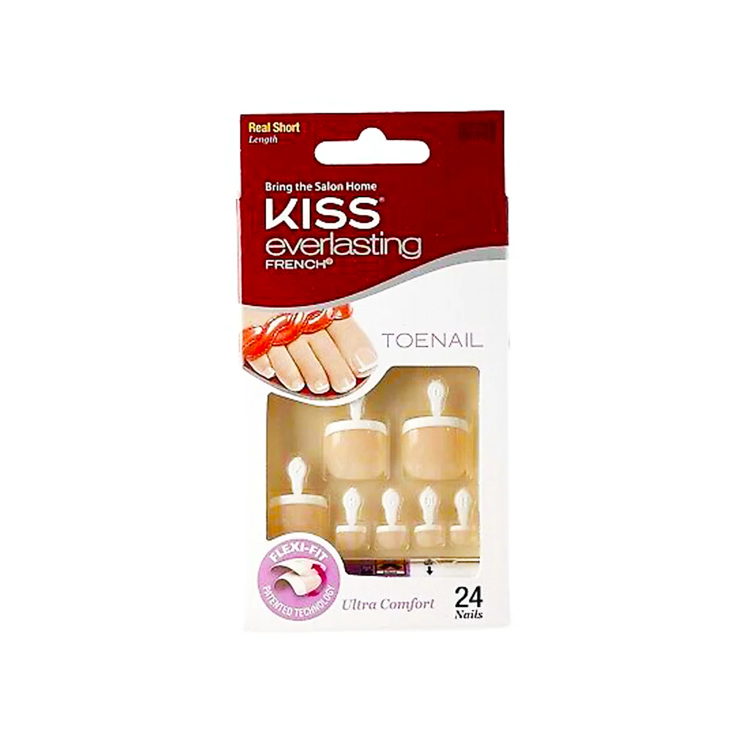 Kiss Everlasting French 24 Real Short Toenails 53245 – Beauty Outlet