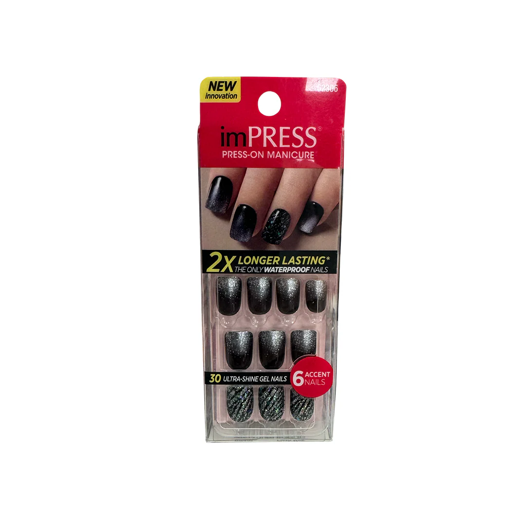 Kiss Gel 30 Nails Flash Mob Black Glitter 62306 – Beauty Outlet