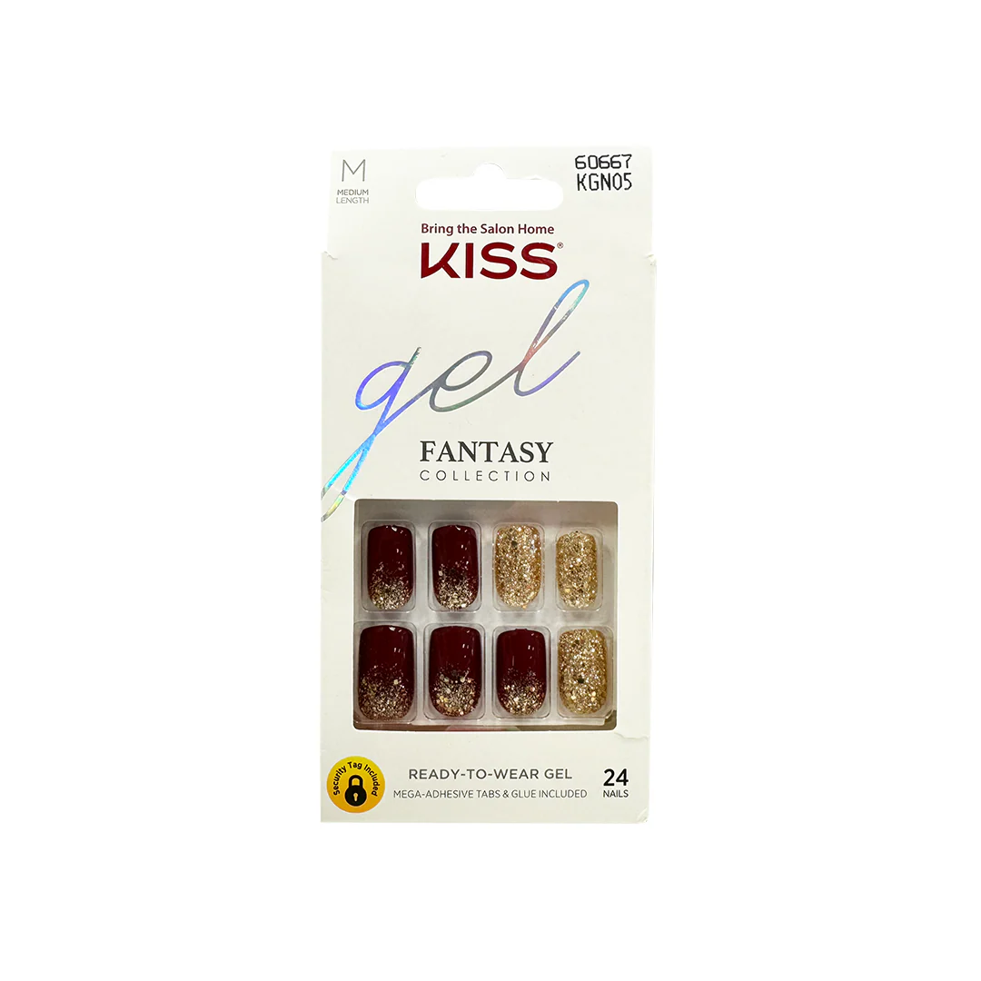 Kiss Gel Fantasy Nails Medium Length Gold Glitter 60667 KGN05 – Beauty Outlet