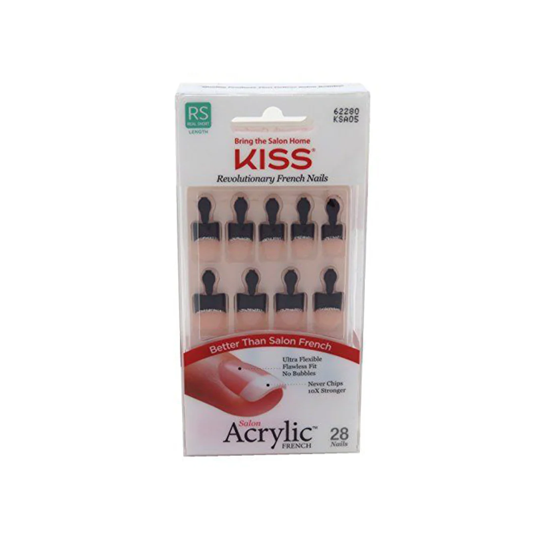 Kiss Salon Acrylic Real Short 28 French Nails 62280 – Beauty Outlet