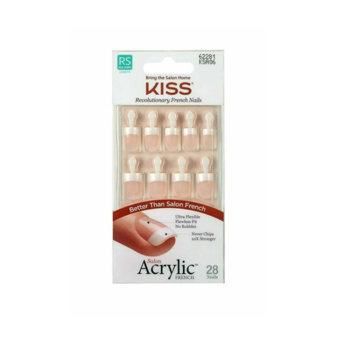Kiss Salon Acrylic French Real Short 28 Nails 62281 – Beauty Outlet