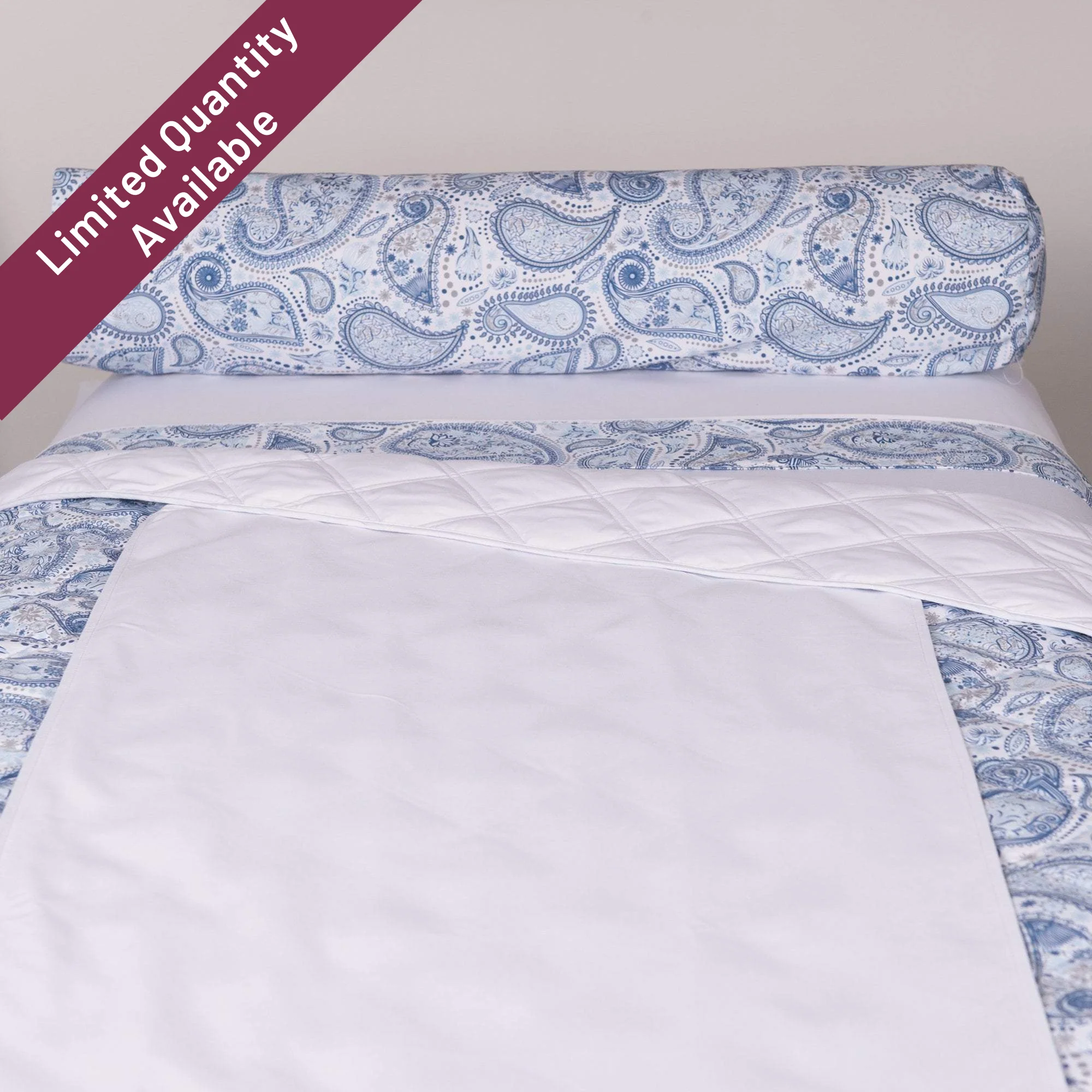 Sposh Professional Paisley Bolster Cover, White Sapphire