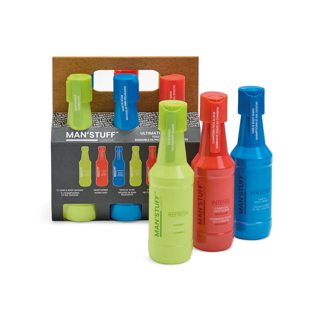 Man Stuff Ultimate Six Pack Face Wash, Moisturiser, Face Scrub, Hair & – Beauty Outlet