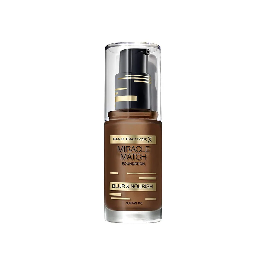 Max Factor Miracle Match Foundation Blur & Nourish 100 Sun Tan – Beauty Outlet
