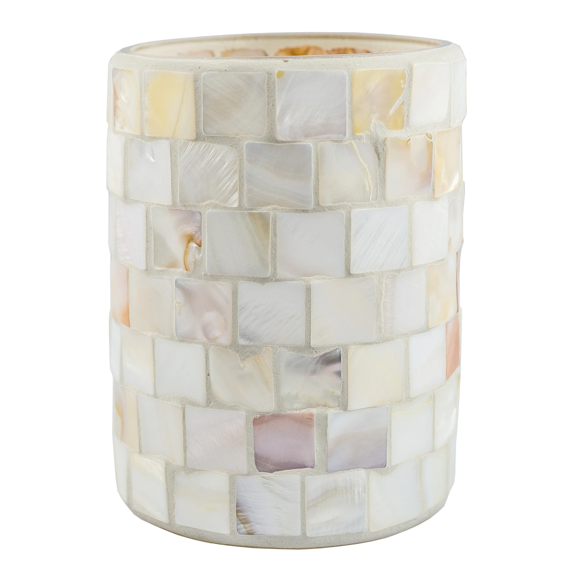 Mother of Pearl Mosaic Candle Holders, 6 ct