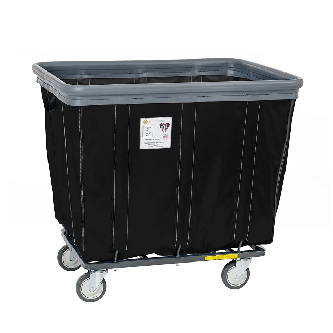 R&B Wire Vinyl Laundry Bumper Cart, Black