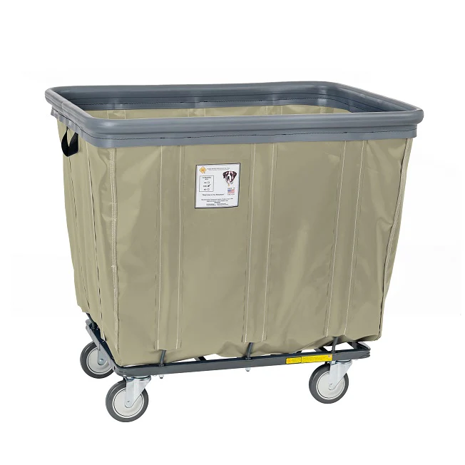 R&B Wire Vinyl Laundry Bumper Cart, Beige