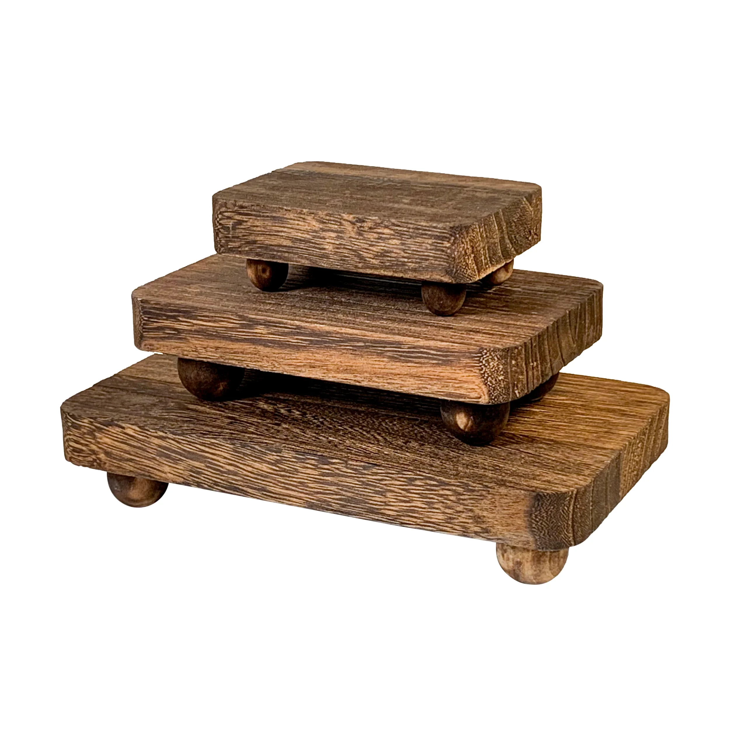 Rectangular Wooden Display Risers, Brown, 3 pc