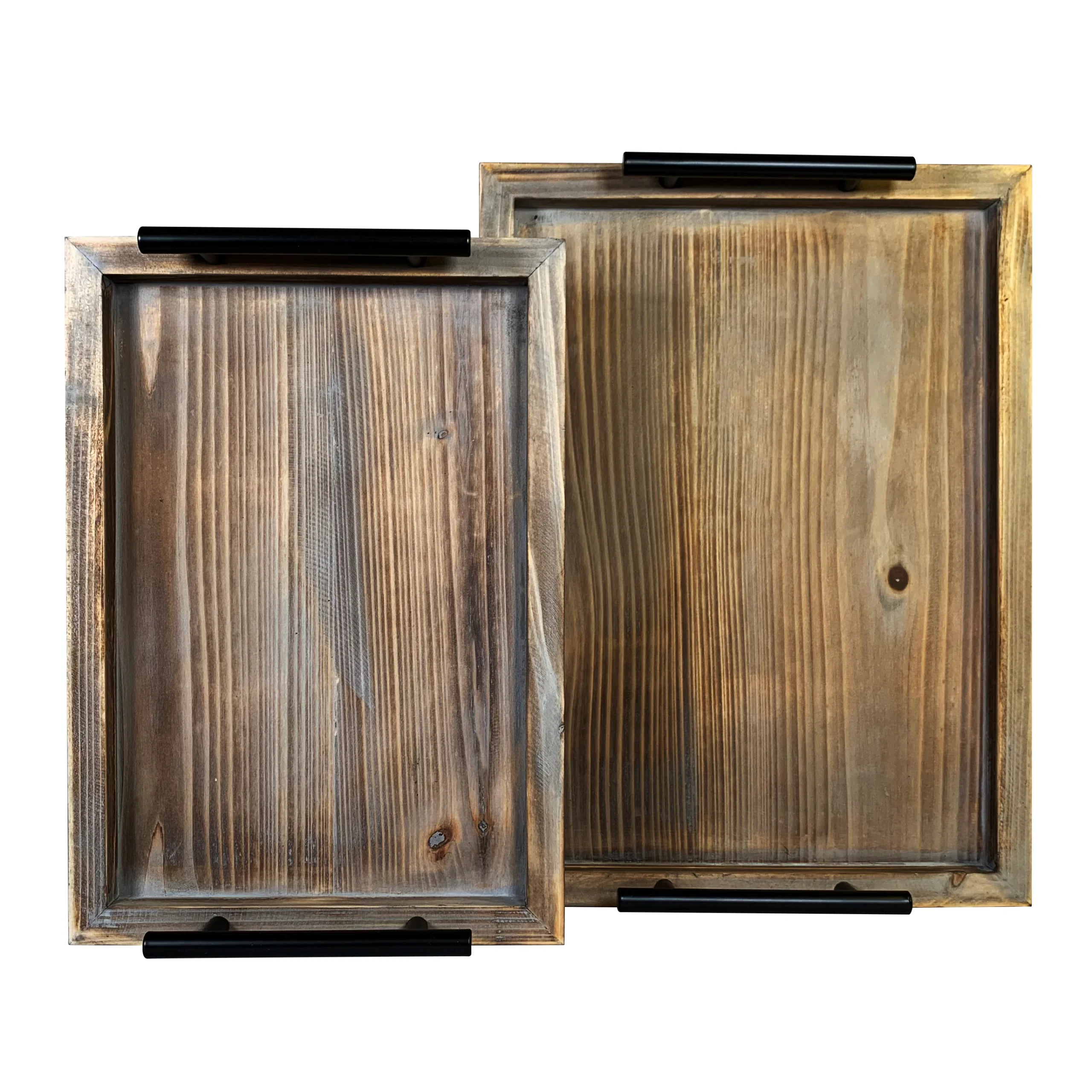 Wooden Tray Set, Rustic Brown, 2 pc