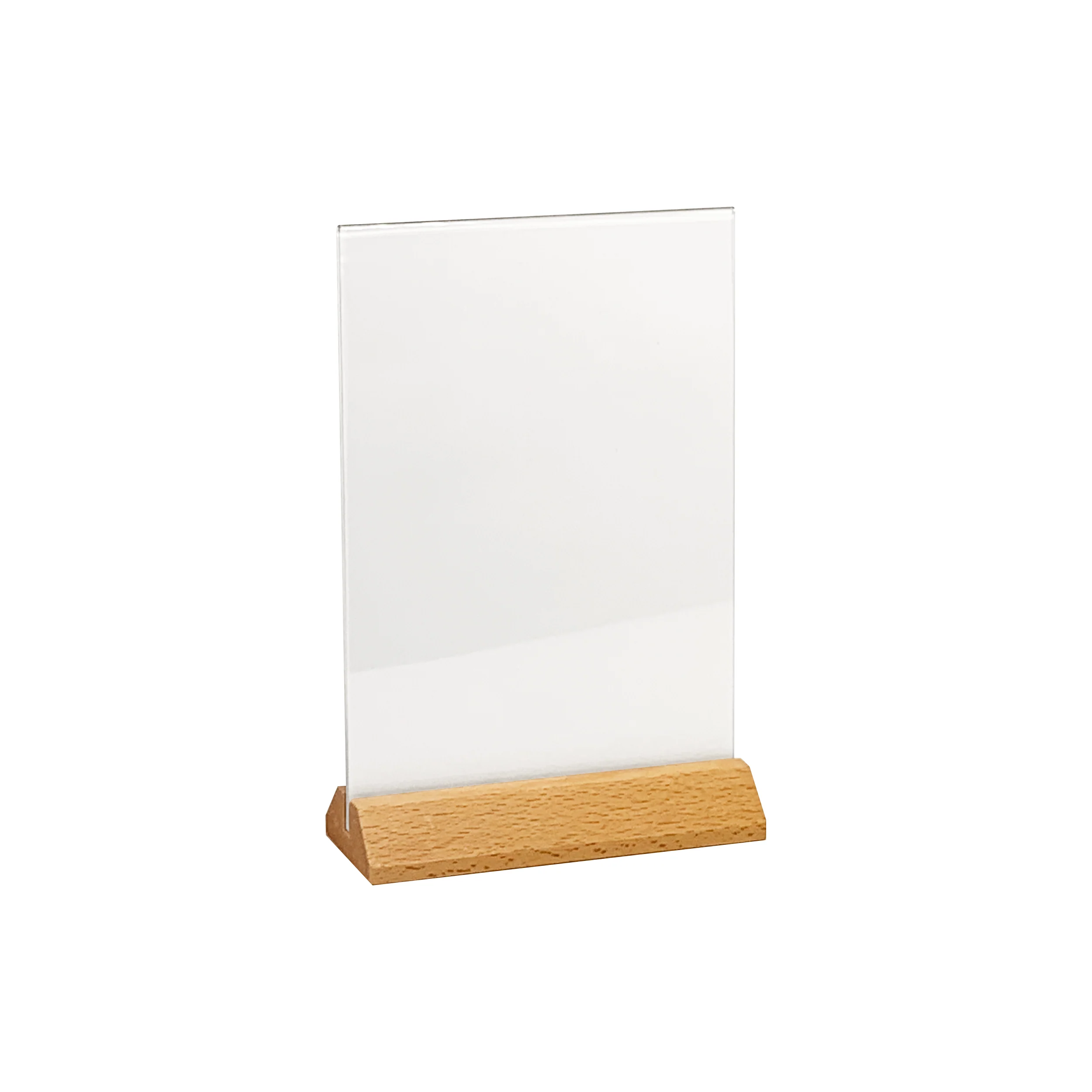 Wood Base Acrylic Sign Holder, T-Shape, 5"x7", 3 ct