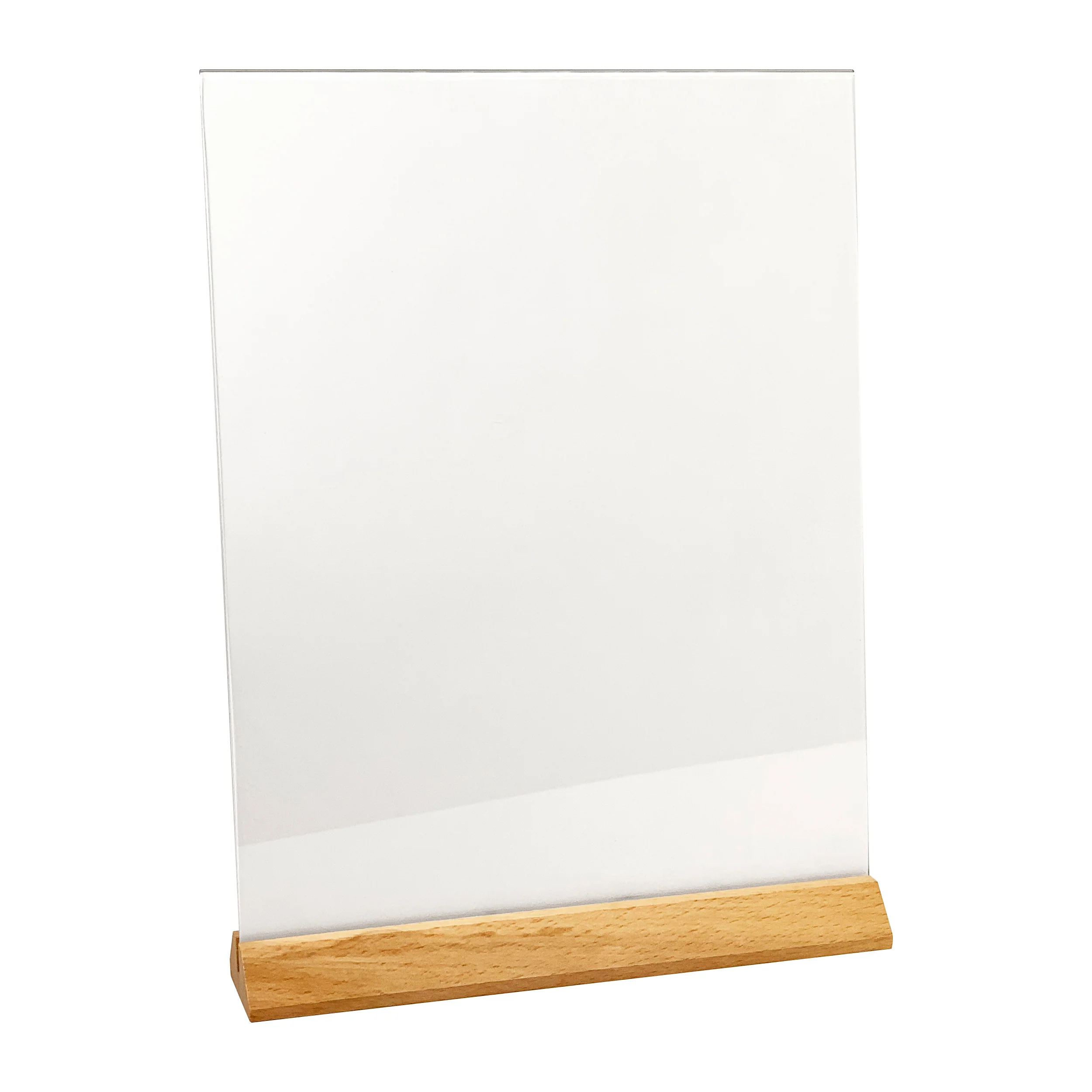 Wood Base Acrylic Sign Holder, T-Shape, 8.5"x11", 3 ct