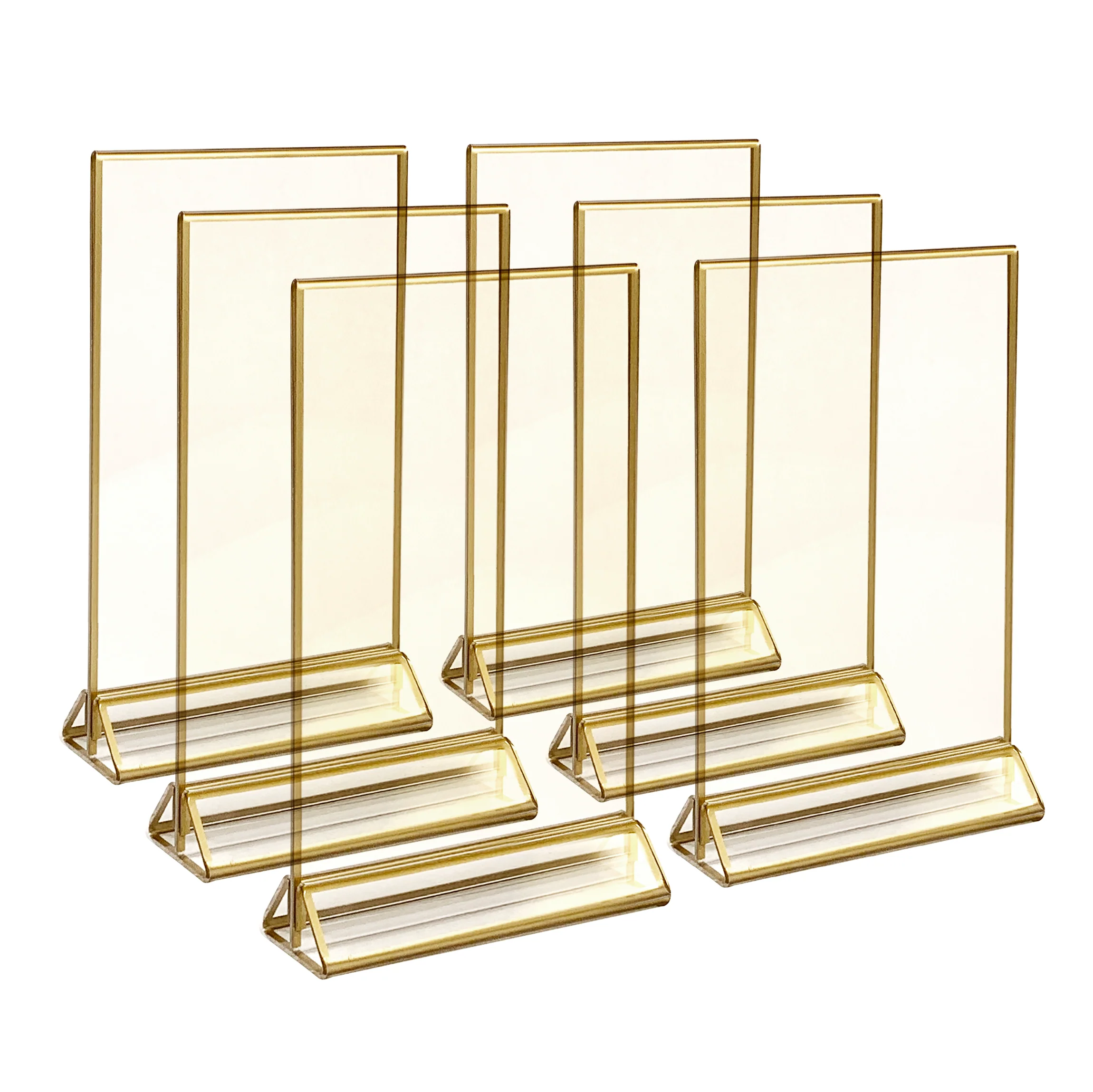 Acrylic Sign Holder, Gold Trim, 5"x7", 6 ct