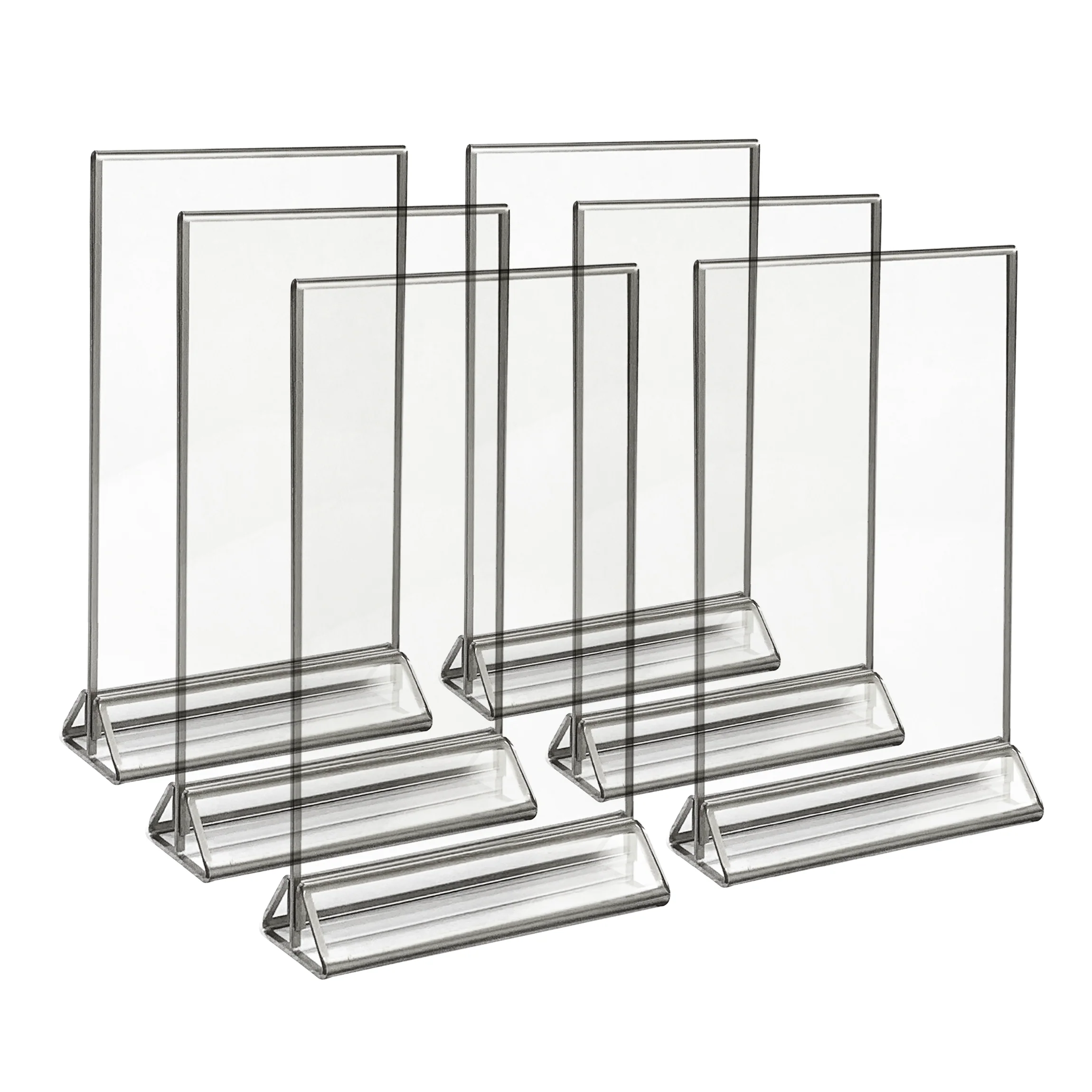 Acrylic Sign Holder, Silver Trim, 5"x7", 6 ct