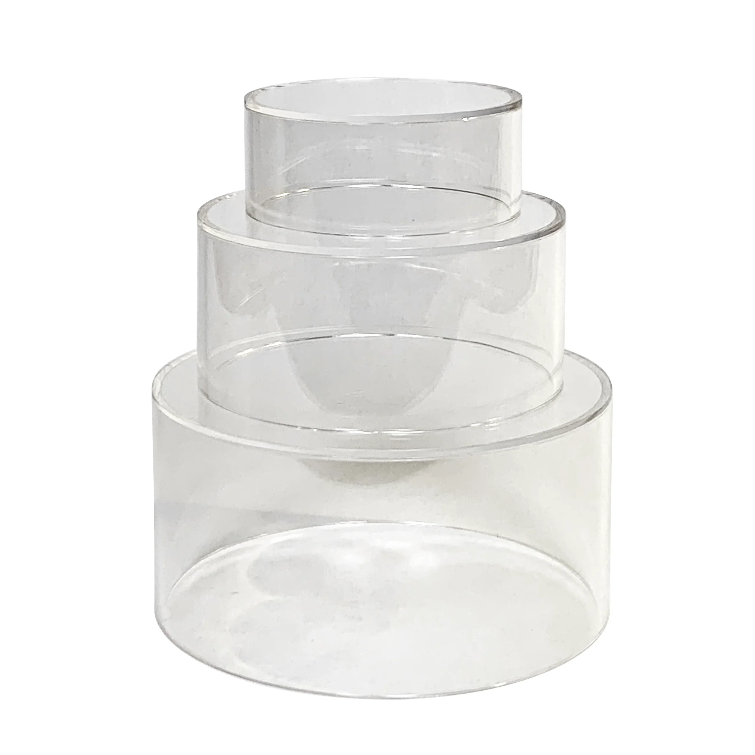 Acrylic Cylinder Nesting Riser Displays, Clear, 3 pc