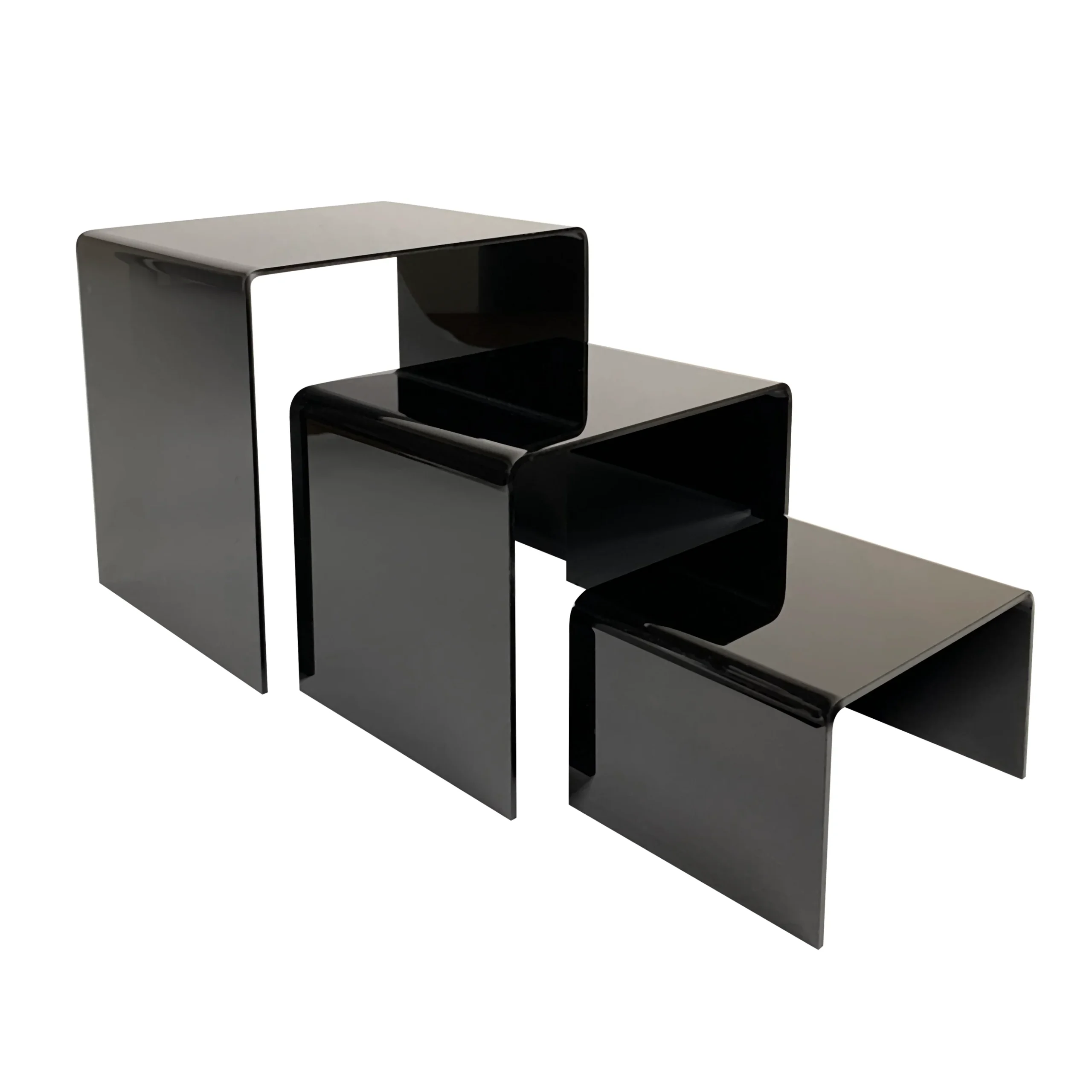 Acrylic Display Riser Set, Black, 3 pc