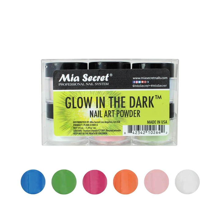 Glow In The Dark 6pcs Acrylic Powder 1/4 oz