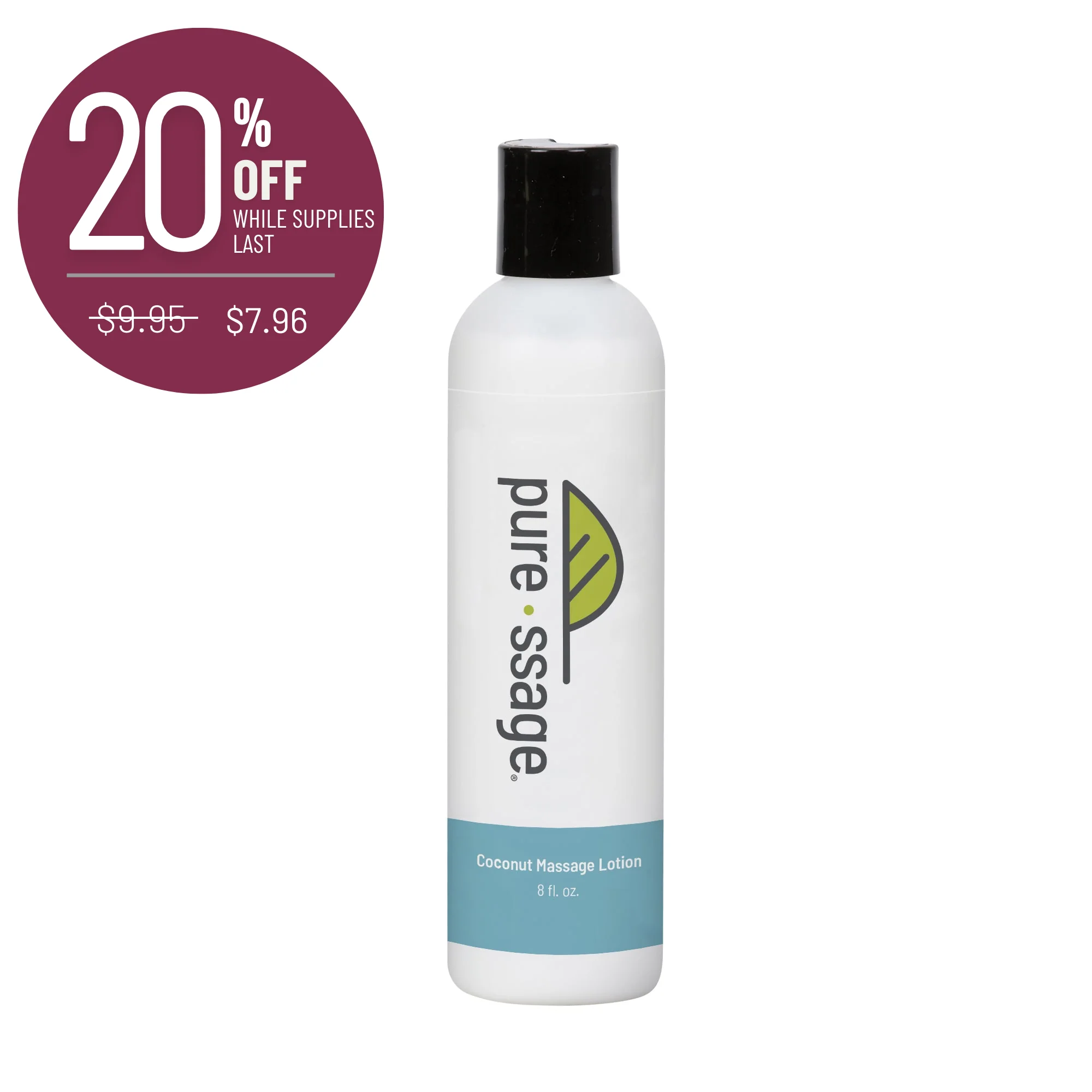 Pure-ssage Coconut Massage Lotion, 8 oz
