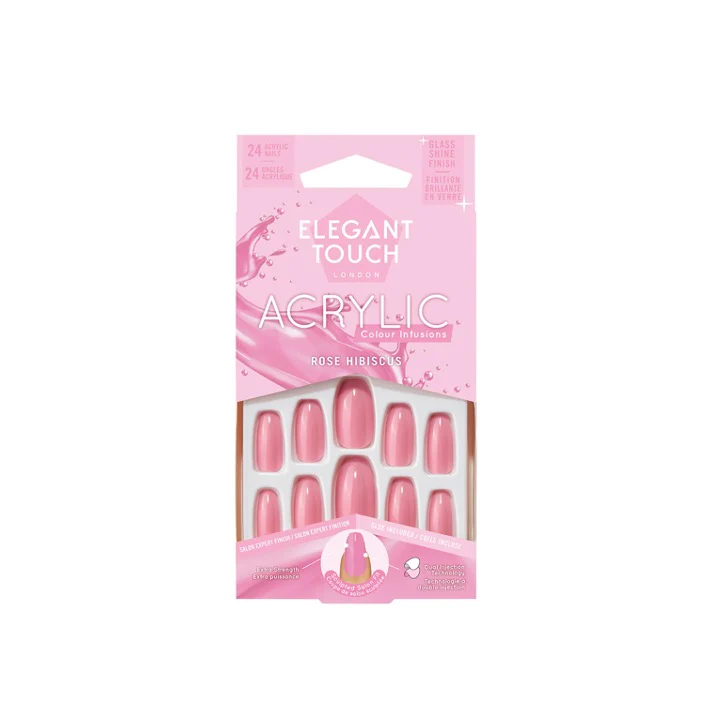 Elegant Touch Acrylic False Nails Rose Hibiscus – Beauty Outlet