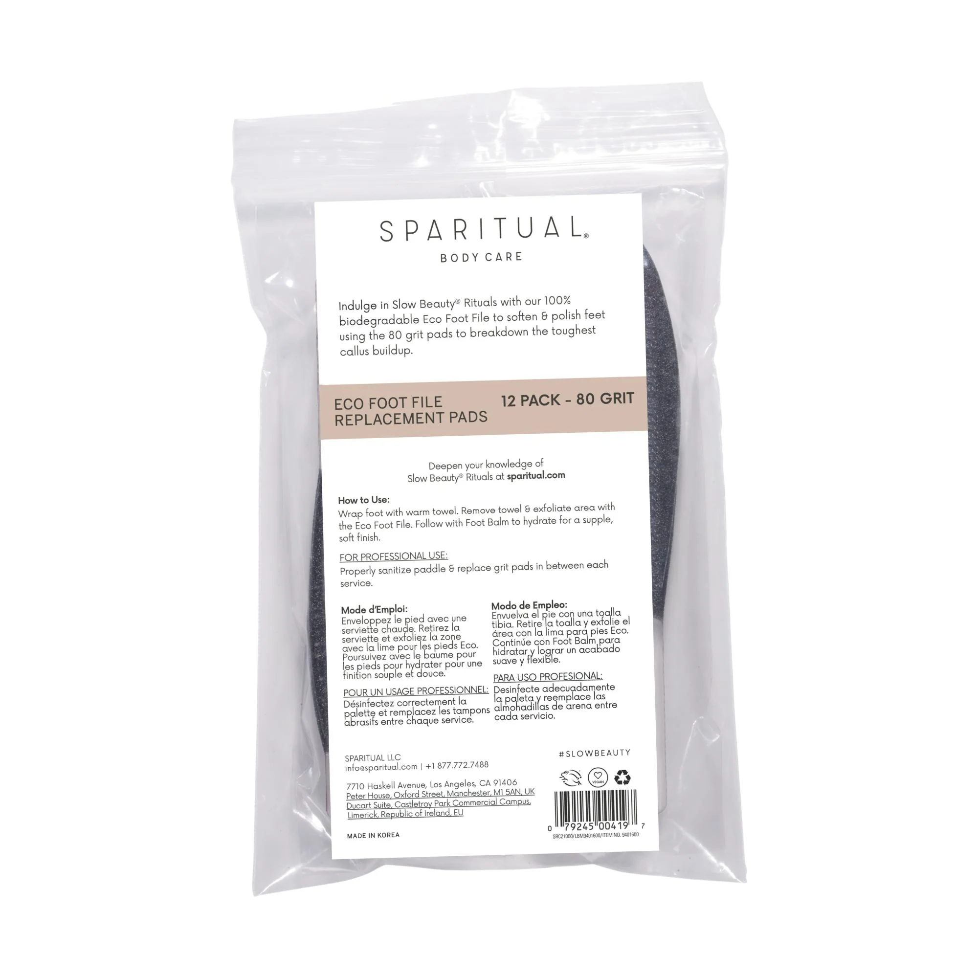 SpaRitual, Eco-Foot File Refill, 80 Grit, 12 pc