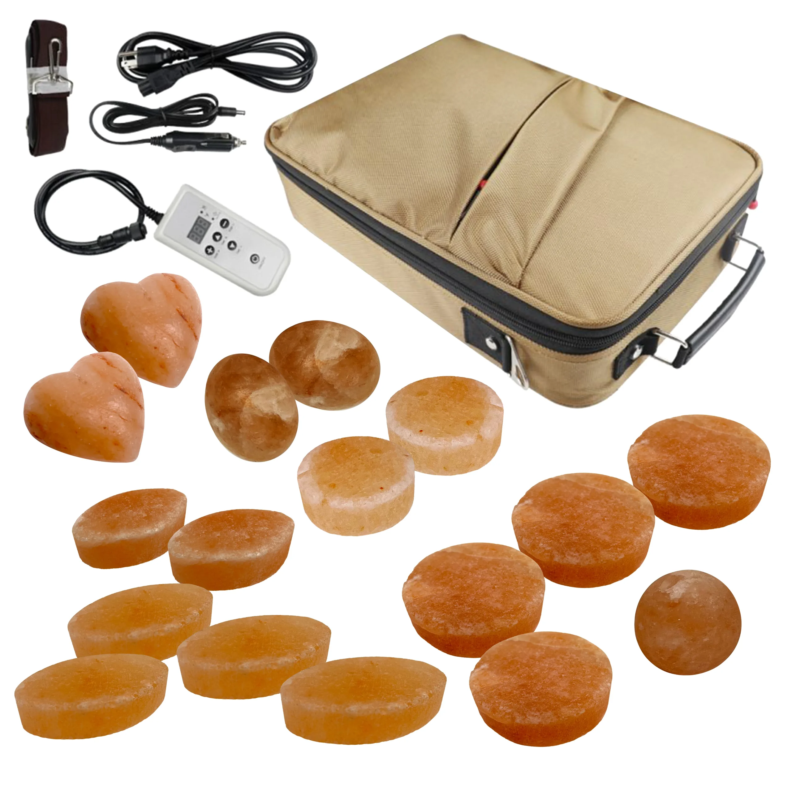 Professional Mobile Massage Himalayan Salt Stone Warming Kit, 17 Stones