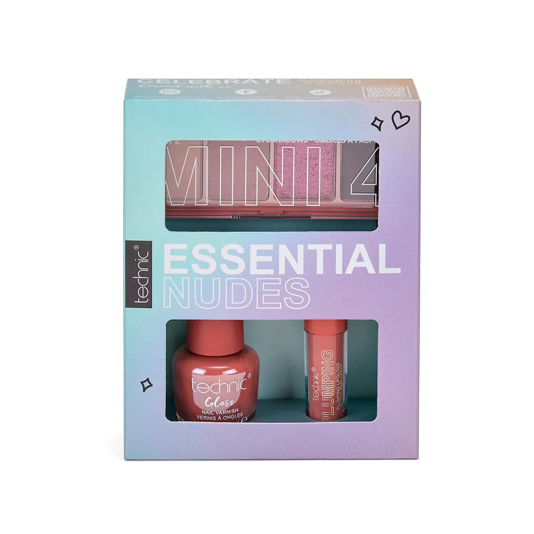 Technic Essential Nudes Set Eyeshadow Palette, Lipgloss & Nail Polish – Beauty Outlet