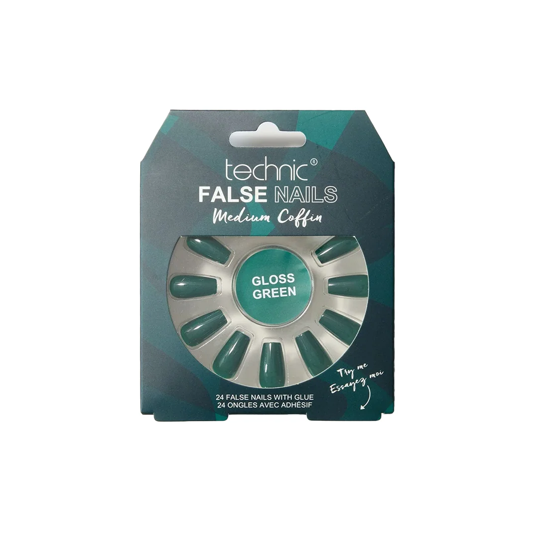 Technic Medium Coffin False Nails Gloss Green – Beauty Outlet