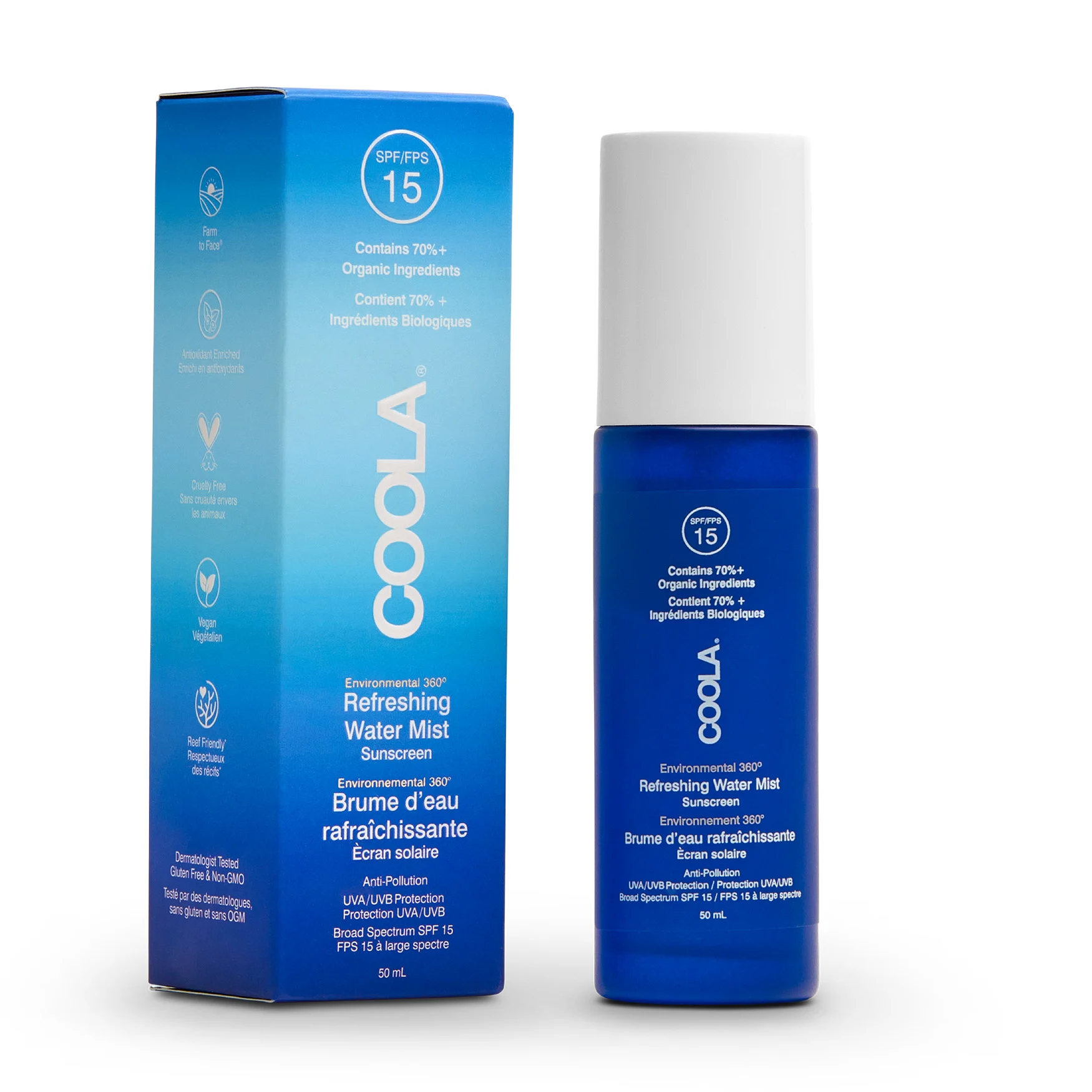 CoolaSPF15 Organic Refreshing Water Mist Sunscreen50ML