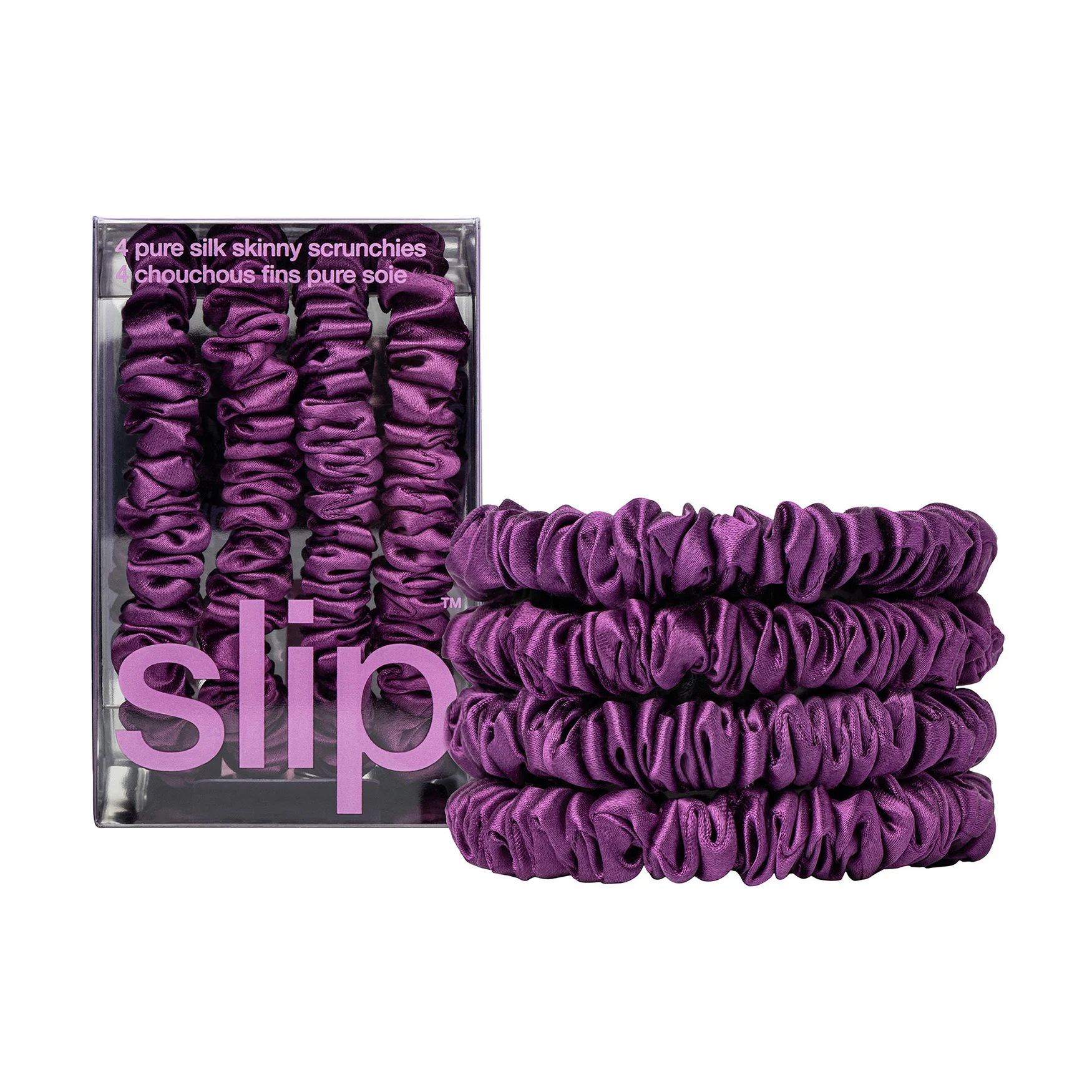 SlipPure Silk Skinny Scrunchies - Dark Purple